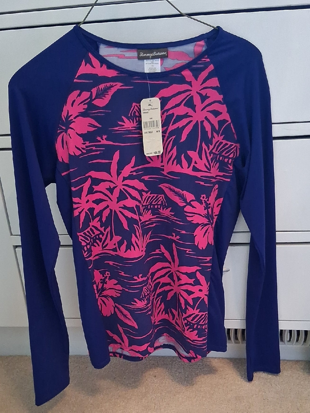 Tommy Bahama Navy and Hot Pink Tropical Rash guard